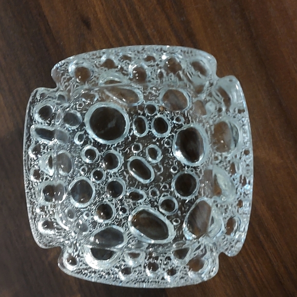 Ash Tray Blenko Clear Bubble Art Glass Candle Holders Set 2 - Picture 3 of 9